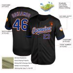 Personalized Black Royal Orange Throwback Baseball Jersey for Men Personalized Black Royal-Orange Mesh Throwback Baseball
