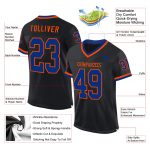 Personalized Black Orange Mesh Throwback Football Jersey for Men Personalized Black Royal-Orange Mesh Throwback Football