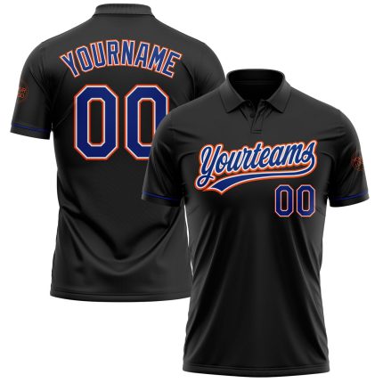 Custom Black Orange Performance Vapor Golf Polo Shirt Personalized Black Royal-Orange Performance Vapor Golf Polo Shirt