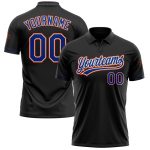 Custom Name and Number Personalized Black Orange Performance Vapor Golf Polo Shirt Personalized Black Royal-Orange Performance