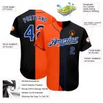 Personalized Black Orange Split Baseball Jersey - Fashion Sportswear Attire Personalized Black Royal-Orange Split Fashion