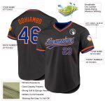 Personalized Black Orange Throwback Baseball Jersey for Custom Sports Wear Personalized Black Royal-Orange Throwback Baseball