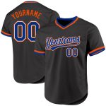 Personalized Black Orange Throwback Baseball Jersey for Custom Sports Wear Personalized Black Royal-Orange Throwback Baseball