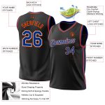 Personalized Black Orange Throwback Basketball Jersey for Men and Women 2 Personalized Black Royal-Orange Throwback Basketball