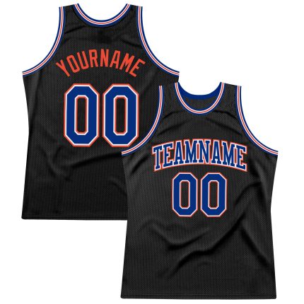 Personalized Black Royal Orange Basketball Jersey - Custom Throwback Style Personalized Black Royal-Orange Throwback Basketball