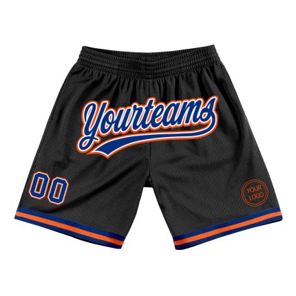 Personalized Black Royal-Orange Basketball Shorts for Men - Comfortable Throwback Style 2 Personalized Black Royal-Orange