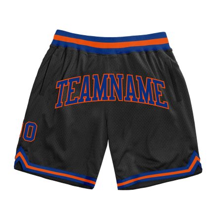 Personalized Black Royal Orange Basketball Shorts - Custom Throwback Style Personalized Black Royal-Orange Throwback Basketball