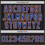 Custom Name Number Black Royal-Orange Two-Button Unisex Softball Jersey Personalized Team Apparel Personalized Black Royal-Orange