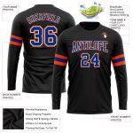Personalized Black Orange White Long Sleeve Performance T-Shirt for Men Personalized Black Royal Orange-White Long Sleeve