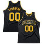 Personalized Black Gold-Royal Basketball Jersey - Royal Pinstripe Design Personalized Black Royal Pinstripe Gold-Royal Basketball