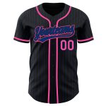 Black Pinstripe Custom Baseball Jersey with Personalized Name and Number - Authentic Team Design Personalized Black Royal