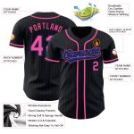 Black Pinstripe Custom Baseball Jersey with Personalized Name and Number - Authentic Team Design Personalized Black Royal