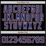 Custom Personalized Black Royal Pinstripe Baseball Jersey with Orange Trim - Team Name and Number Authentic Jersey Personalized