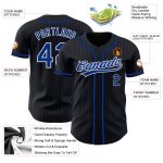 Personalized Black White Pinstripe Baseball Jersey for Men and Women Personalized Black Royal Pinstripe Royal-White Baseball