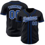 Personalized Black White Pinstripe Baseball Jersey for Men and Women Personalized Black Royal Pinstripe Royal-White Baseball