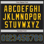 Personalized Black Royal Yellow Baseball Jersey with Pinstripe Design Personalized Black Royal Pinstripe Royal-Yellow Baseball
