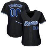 Custom Name and Number Baseball Jersey - Personalized Black Royal Pinstripe Authentic Jersey Personalized Black Royal Pinstripe