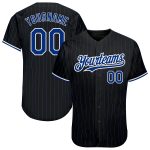 Custom Name and Number Baseball Jersey - Personalized Black Royal Pinstripe Authentic Jersey Personalized Black Royal Pinstripe