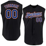Custom Name and Number Personalized Black Royal Pinstripe Sleeveless Baseball Jersey Personalized Black Royal Pinstripe White