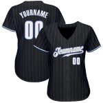 Custom Name and Number Black Pinstripe Baseball Jersey - Personalized Authentic Team Jersey in White-Gray Personalized Black
