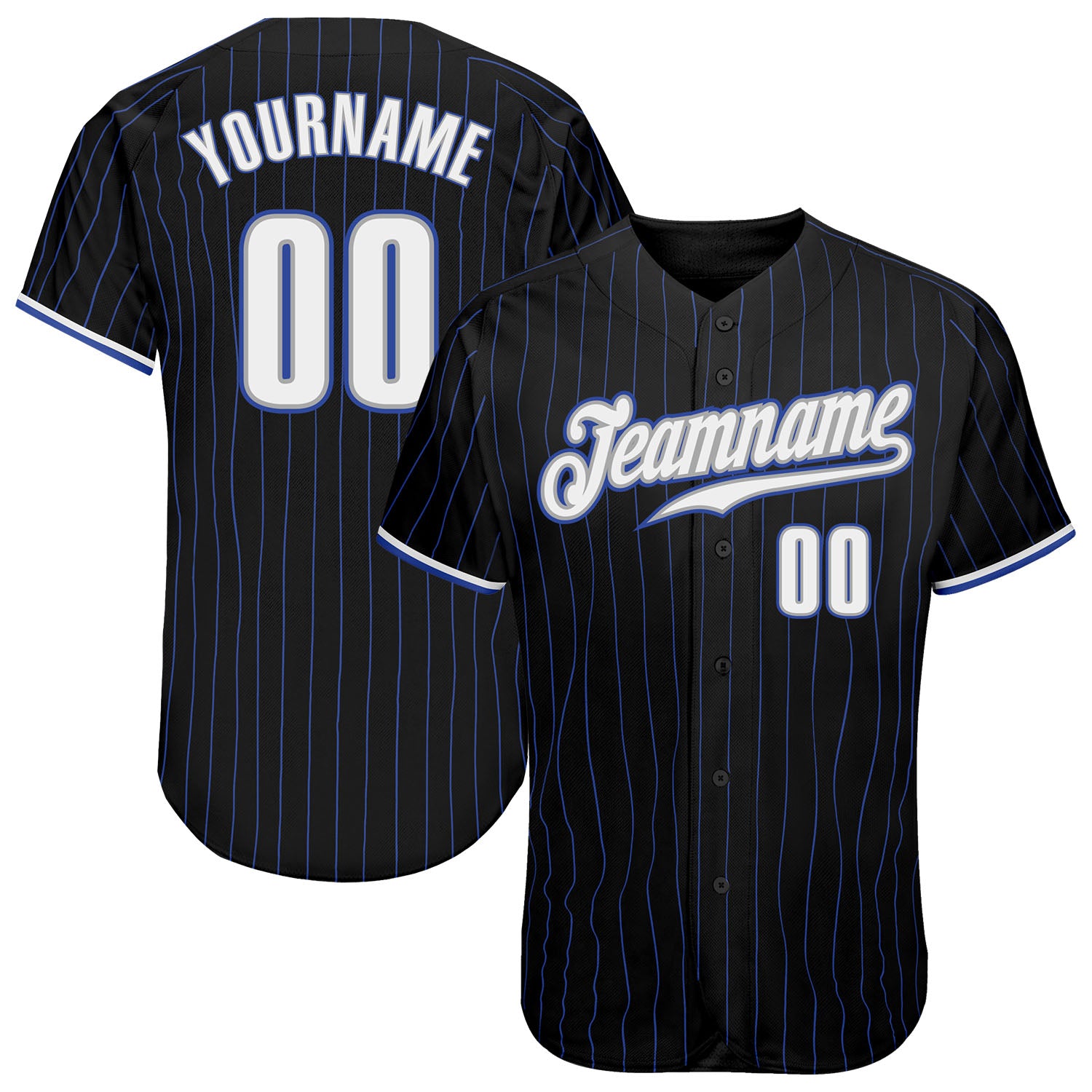 Custom Name and Number Black Pinstripe Baseball Jersey - Personalized Authentic Team Jersey in White-Gray Personalized Black