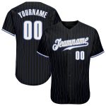 Personalized Black Pinstripe Baseball Jersey - White and Gray Custom Sports Apparel Personalized Black Royal Pinstripe White-Gray