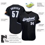 Personalized Black Pinstripe Baseball Jersey - White and Gray Custom Sports Apparel Personalized Black Royal Pinstripe White-Gray