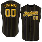 Custom Personalized Baseball Jersey with Black Royal Pinstripe, White-Orange, Sleeveless, Team Name and Number Personalized