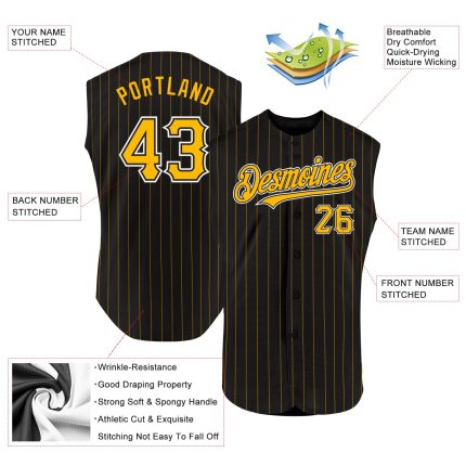Personalized Black White-Orange Royal Pinstripe Sleeveless Baseball Jersey Personalized Black Royal Pinstripe White-Orange