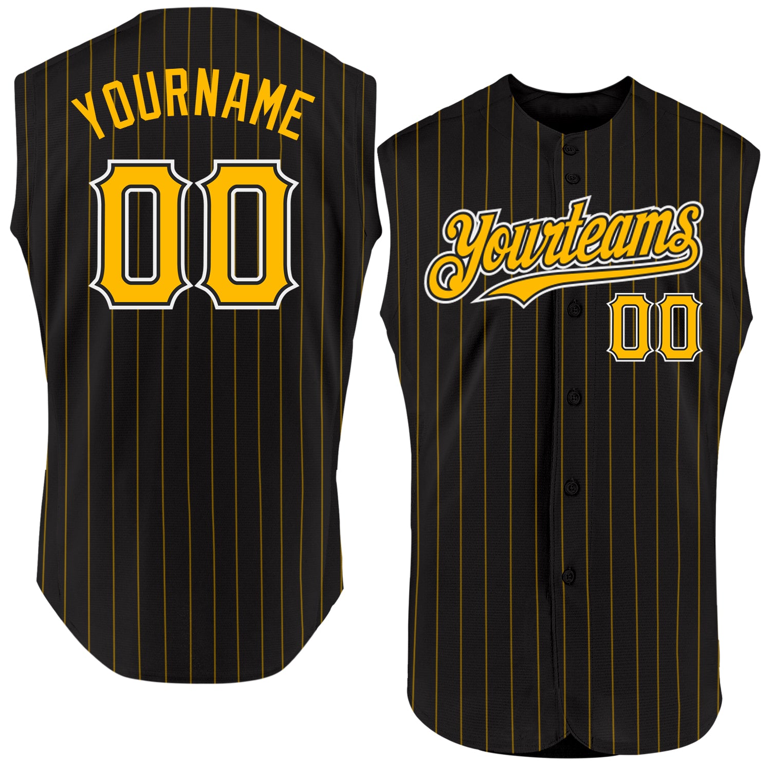 Personalized Black White-Orange Royal Pinstripe Sleeveless Baseball Jersey Personalized Black Royal Pinstripe White-Orange