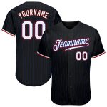 Custom Personalized Black Royal Pinstripe Baseball Jersey with White-Red Name and Number - Authentic Team Gear Personalized