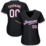 Custom Personalized Black Royal Pinstripe Baseball Jersey with White-Red Name and Number - Authentic Team Gear Personalized