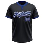 Personalized Softball Jersey Unisex Two-Button Black Royal Pinstripe White Personalized Black Royal Pinstripe White Two-Button