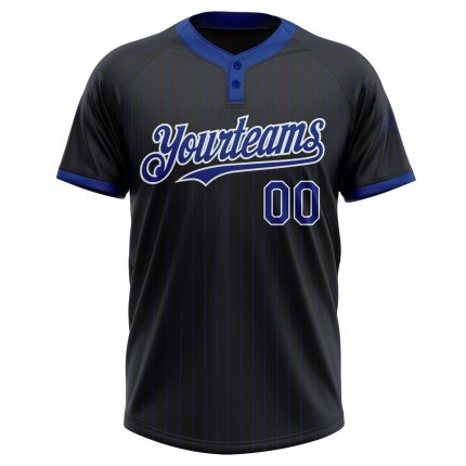 Personalized Softball Jersey Unisex Two-Button Black Royal Pinstripe White Personalized Black Royal Pinstripe White Two-Button