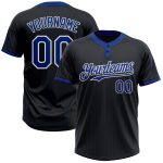 Custom Name Number Black Royal Pinstripe Softball Jersey Unisex Two-Button Personalized Team Apparel Personalized Black Royal