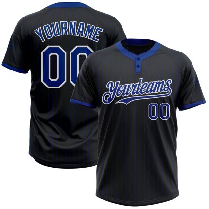 Custom Name Number Black Royal Pinstripe Softball Jersey Unisex Two-Button Personalized Team Apparel Personalized Black Royal
