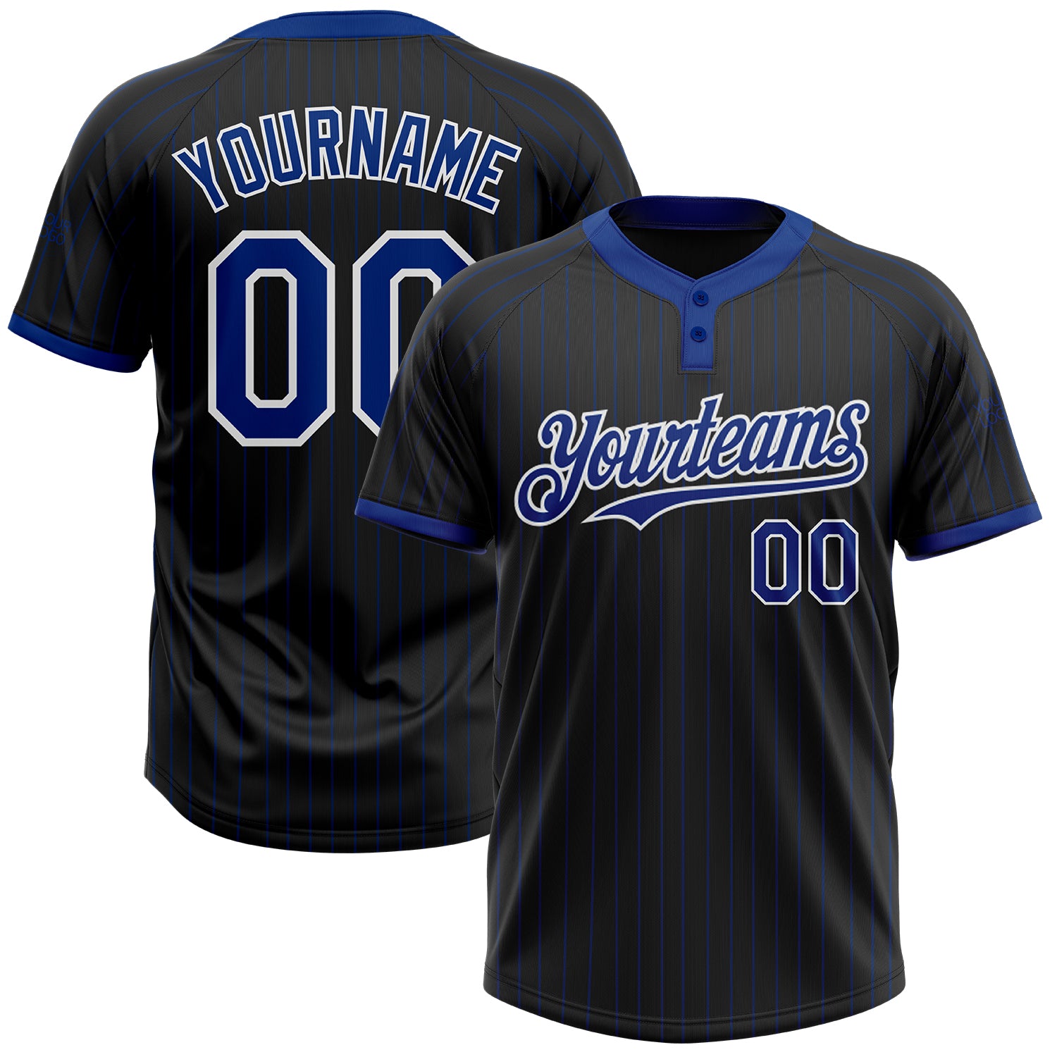 Custom Name Number Black Royal Pinstripe Softball Jersey Unisex Two-Button Personalized Team Apparel Personalized Black Royal
