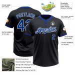 Personalized Softball Jersey Unisex Two-Button Black Royal Pinstripe White Personalized Black Royal Pinstripe White Two-Button