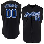 Custom Yellow Black Royal Pinstripe Baseball Jersey - Personalized Sleeveless with Name and Number Personalized Black Royal