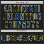 Personalized Black Yellow Two-Button Unisex Softball Jersey - Royal Pinstripe Design Personalized Black Royal Pinstripe Yellow