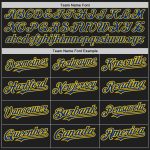 Custom Name and Number Unisex Softball Jersey - Personalized Black Royal Pinstripe Yellow Two-Button Design Personalized