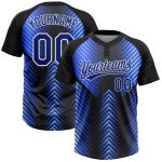 Custom Softball Jersey with Name and Number, Personalized Black and Royal-Powder Blue 3D Pattern, Unisex, Two-Button Design