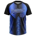 Personalized Black Royal Powder Blue Two-Button Unisex Softball Jersey Personalized Black Royal-Powder Blue 3D Two-Button