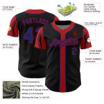 Personalized Black and Red Baseball Jersey - Customizable Arm Shapes Design Personalized Black Royal-Red 3 Colors Arm Shapes