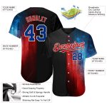 Personalized 3D American Flag Baseball Jersey - Custom Name & Number in Black Royal-Red Fashion Design Personalized Black