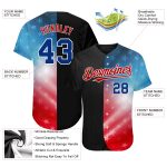 Personalized American Flag Baseball Jersey 3D Black Royal-Red Style for Men Personalized Black Royal-Red 3D American Flag