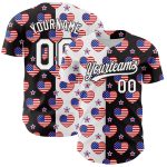 Personalized 3D American Flag Baseball Jersey - Black Royal Red Patriotic Design Personalized Black Royal-Red 3D American
