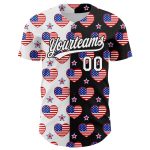 Personalized 3D American Flag Baseball Jersey - Black Royal Red Patriotic Design Personalized Black Royal-Red 3D American