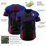 Personalized 3D Curve Solid Black and Royal-Red Baseball Jersey Personalized Black Royal-Red 3D Curve Solid Baseball Jersey