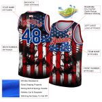 Custom Name and Number Personalized Black Royal-Red 3D Eagle Basketball Jersey American Flag Design Personalized Black Royal-Red